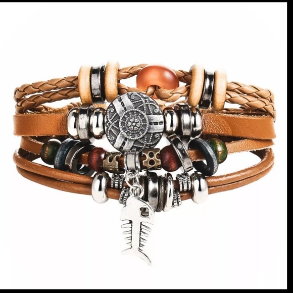 Other - HP🎉 Mixed Wrap Stackable Leather Bracelet | Fish